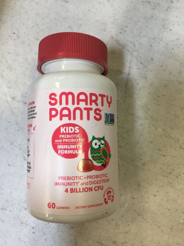 Photo 2 of SmartyPants Kids Probiotic Immunity Gummies: Prebiotics & Probiotics for Immune Support & Digestive Comfort, Strawberry Crème Flavor, 60 Gummy Vitamins, 30 Day Supply, No Refrigeration Required
EXP FEB 03 2023