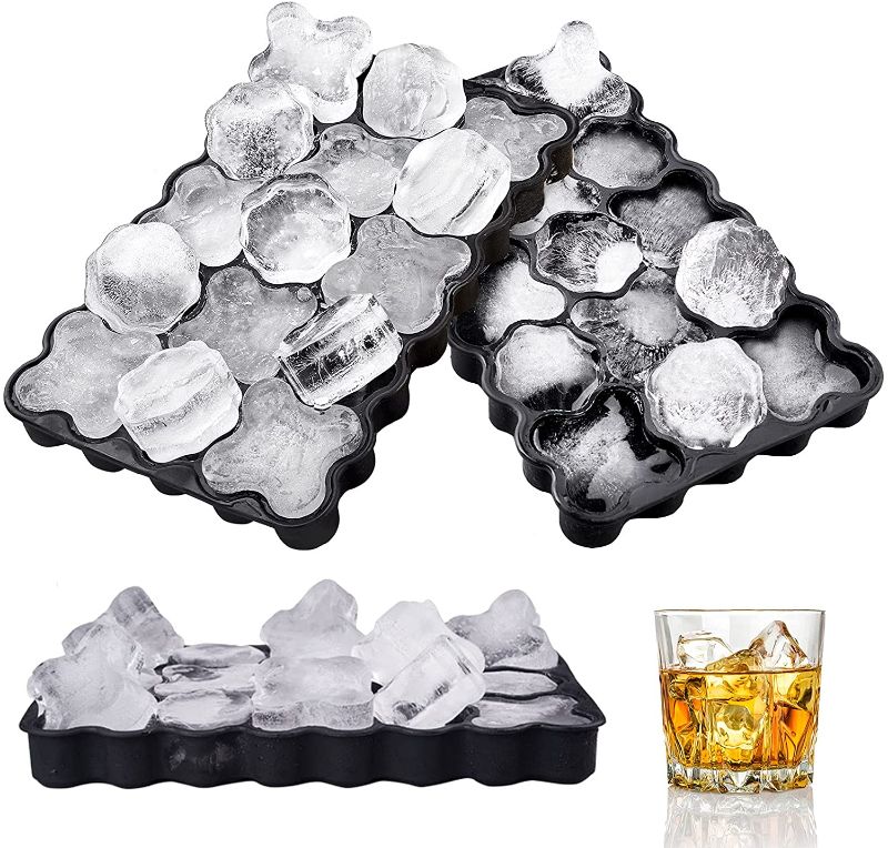 Photo 1 of Ice Cube Trays, Spightdex Ice Tray with Lids Removable & Anti-overflow, Silicone Ice Cube Tray Easy-Release, BPA Free, Flexible Ice Molds for Whiskey Cocktail Freezer Chilled Drinks (Black-2 Pack)
