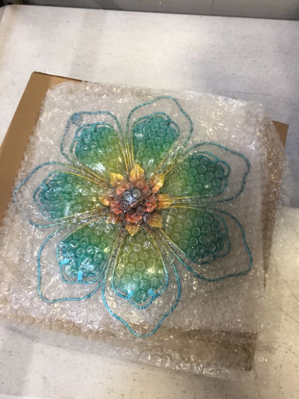 Photo 2 of GIFTME 5 Metal Glass Floral Wall Art Decor(12.5 Inch,Turquoise)
