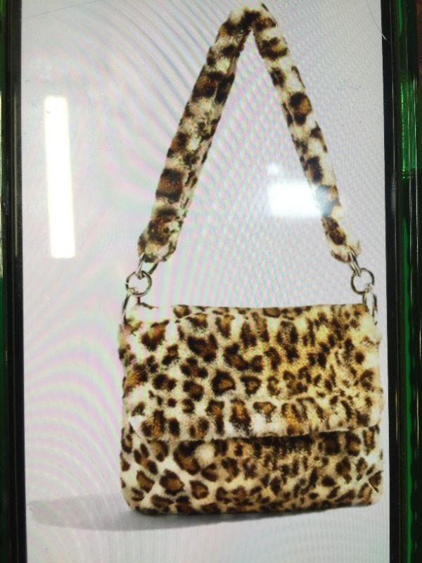 Photo 2 of QTMY FAUX FUR TOTE CROSSBODY BAG , SHOULDER BAG PURSE LEOPARD PRINT