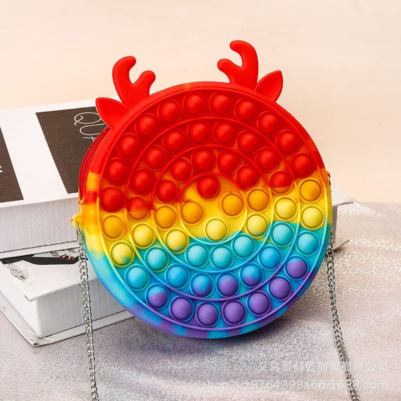 Photo 1 of Rikilly Shoulder Bag, Rainbow Simple Fidget Toys, Bubble Fidget Sensory Toys, Silicone Backpack for Girls (Rainbow-Antlers)
