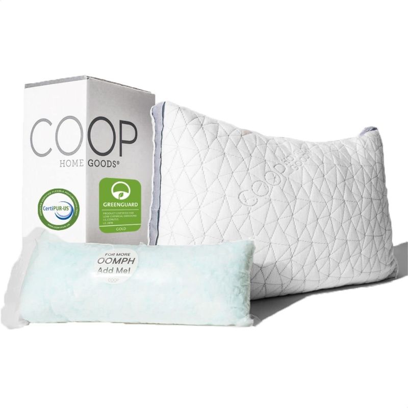 Photo 1 of Coop Home Goods Eden Pillow Queen Size Bed Pillow for Sleeping - Adjustable Cross Cut Memory Foam Pillows with Cooling Gel- Washable Cover from Bamboo Rayon - CertiPUR-US/GREENGUARD Gold Certified
