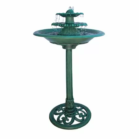 Photo 1 of Alpine Corporation 3-Tier Vintage Pedestal Fountain Bird Bath, Green