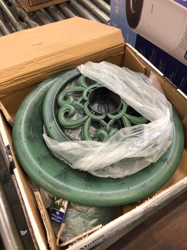 Photo 2 of Alpine Corporation 3-Tier Vintage Pedestal Fountain Bird Bath, Green