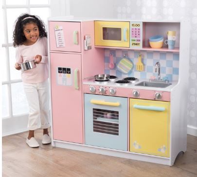 Photo 1 of KidKraft Wooden Large Pastel Play Kitchen with Turning Knobs and Play Phone 