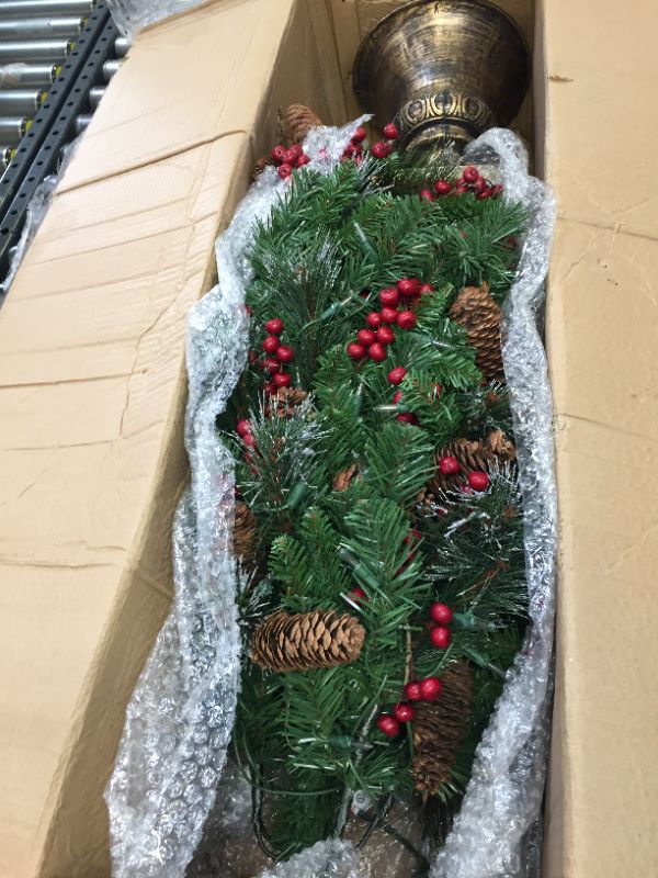 Photo 3 of National Tree Company Pre-lit Artificial Christmas Tree For Entrances Includes Pre-strung White Lights and Stand Crestwood Spruce - 5 ft