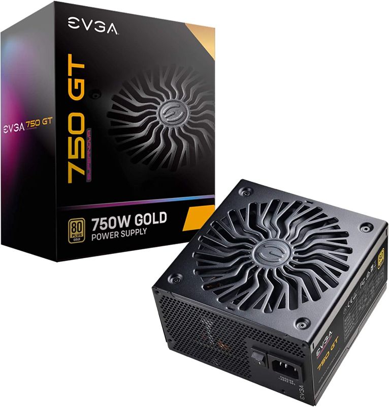 Photo 1 of EVGA Supernova 750 GT, 80 Plus Gold 750W, Fully Modular, Auto Eco Mode with FDB Fan, 7 Year Warranty, Includes Power ON Self Tester, Compact 150mm Size, Power Supply 220-GT-0750-Y1