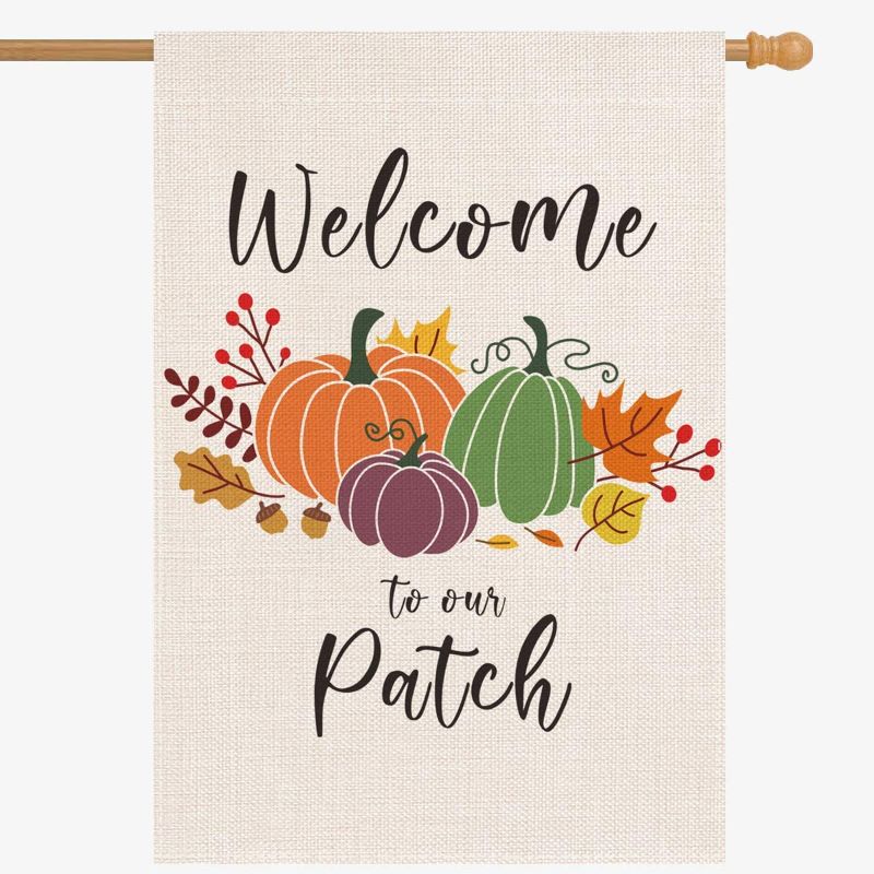 Photo 1 of Dazonge Fall Decor for Home | Welcome to Our Patch House Flag | Double Sided Large Fall Yard Flag 28''x40'' | Pumpkin Farmhouse Flag