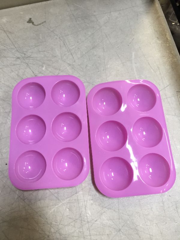 Photo 2 of 2 SET 6 Holes Semi Sphere Silicone Mould For Chocolate, Cake, Jelly, Pudding, Handmade Soap, Round Shape (Small semicircle purple)
