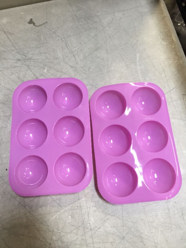 Photo 2 of 2 SET 6 Holes Semi Sphere Silicone Mould For Chocolate, Cake, Jelly, Pudding, Handmade Soap, Round Shape (Small semicircle purple)

