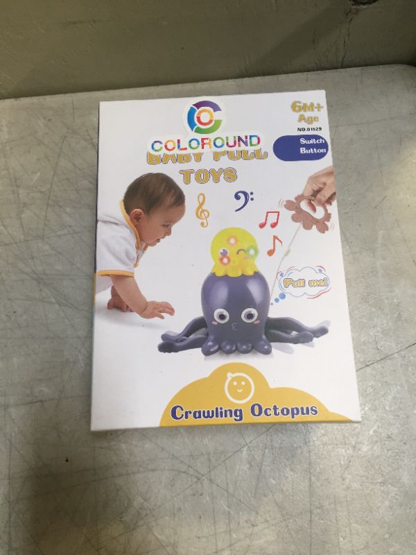Photo 3 of COLOROUND Octopus Push & Pull Baby Musical Crawling Toys Walking Learning Drag Toys for Babies 6-12 12-18 Months Toddlers 1-3 Year Old Music Light Up Developmental Toy Gift for 1 2 3 Year Old Boy Girl
