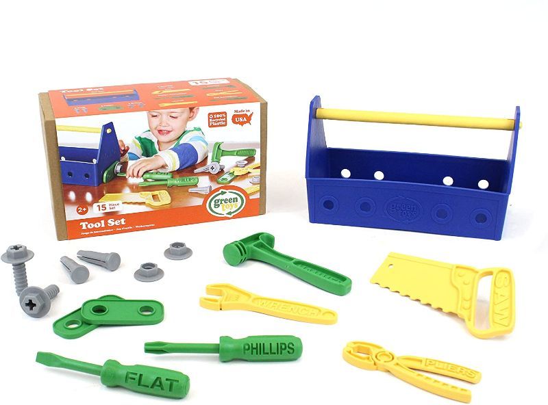 Photo 1 of Green Toys Tool Set, Blue - 15 Piece Pretend Play, Motor Skills, Language & Communication Kids Role Play Toy. No BPA, phthalates, PVC. Dishwasher Safe, Recycled Plastic, Made in USA.
