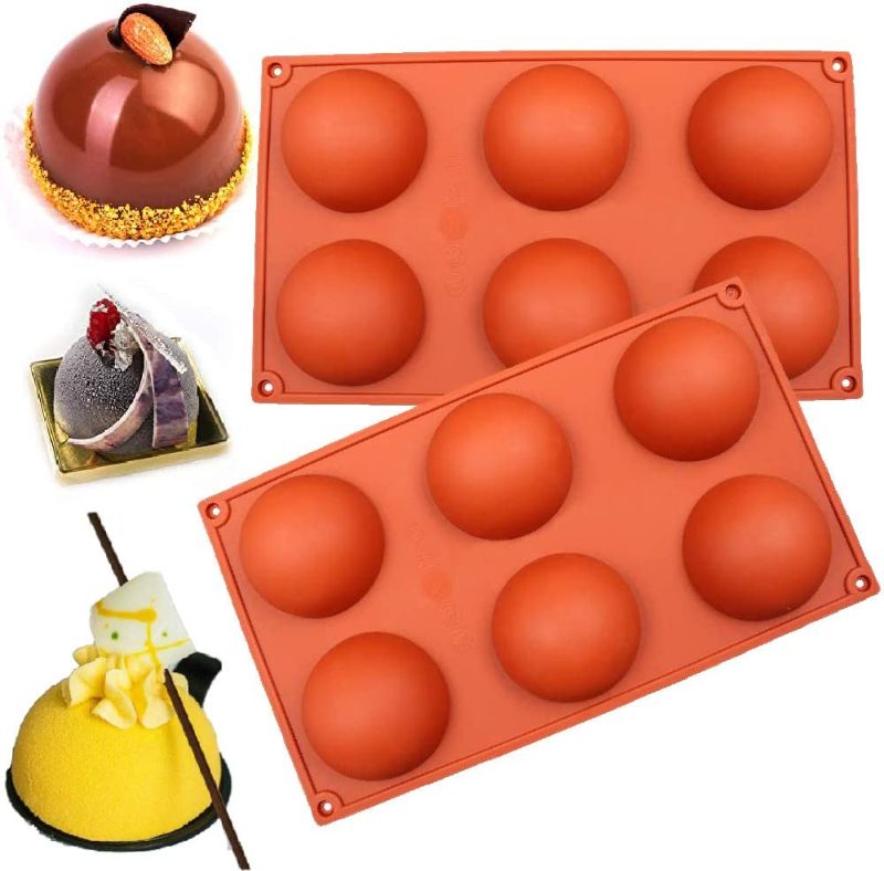 Photo 1 of 2 SET 6 Holes Semi Sphere Silicone Mould For Chocolate, Cake, Jelly, Pudding, Handmade Soap, Round Shape
