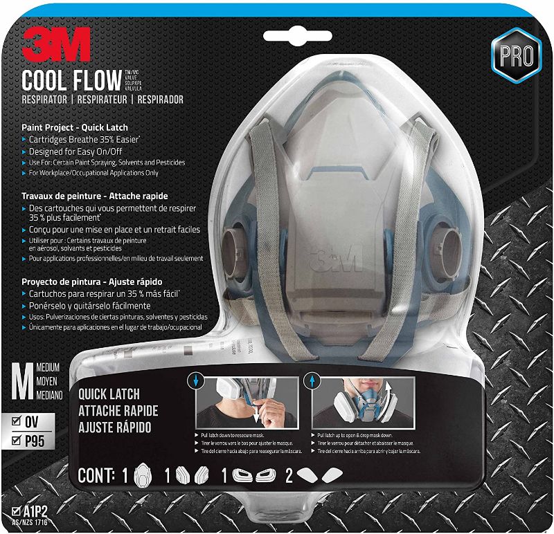 Photo 1 of 3M Paint Project Respirator with Quick Latch (1 Pack), Medium Open Box Buy As Is