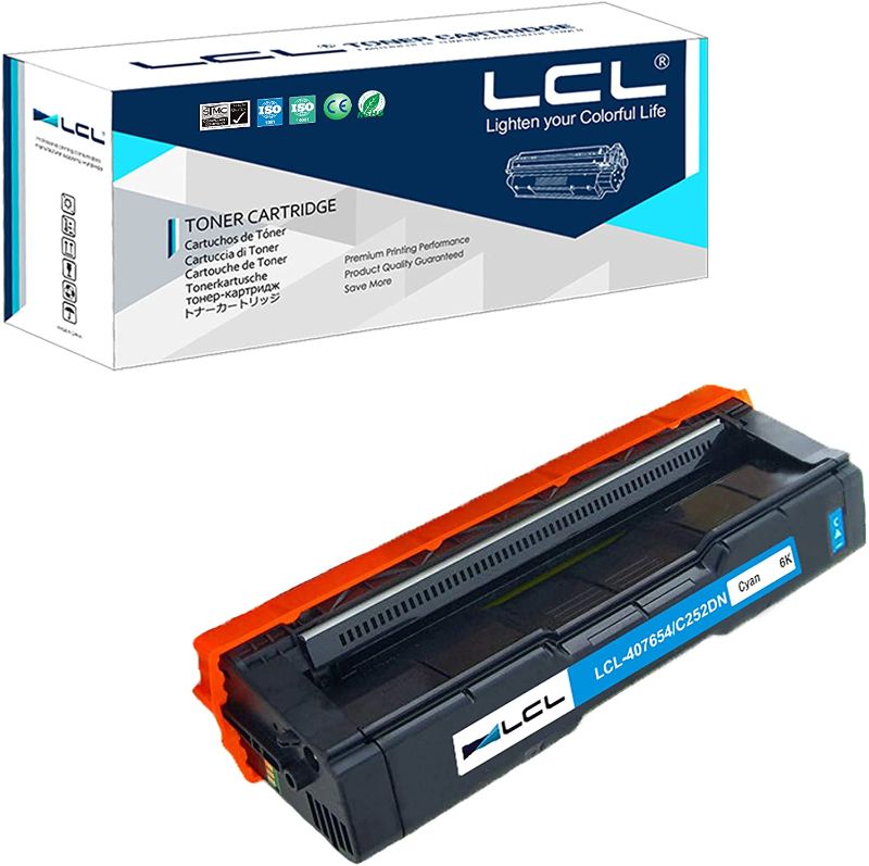 Photo 1 of LCL Remanufactured Toner Cartridge Replacement for Ricoh 407654 sp c252dn c252sf c262dnw c262sfnw C252HA 6000 Pages (1-Pack Cyan)