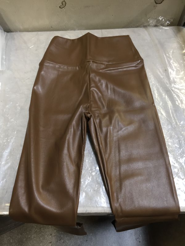 Photo 1 of Women's high waisted leather leggings (coffee)
size XL