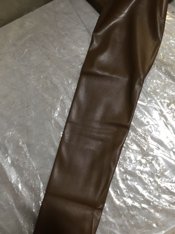 Photo 2 of Women's high waisted leather leggings (coffee)
size XL