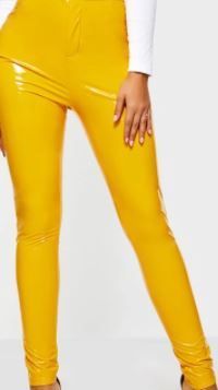 Photo 1 of lotus instyle thick high waist leather pants (yellow)
size XL