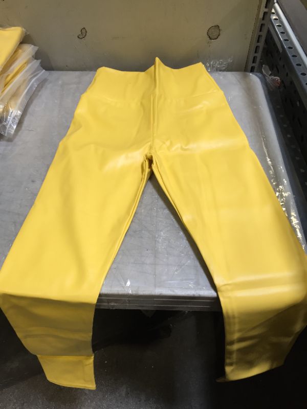 Photo 2 of lotus instyle thick high waist leather pants (yellow)
size XL