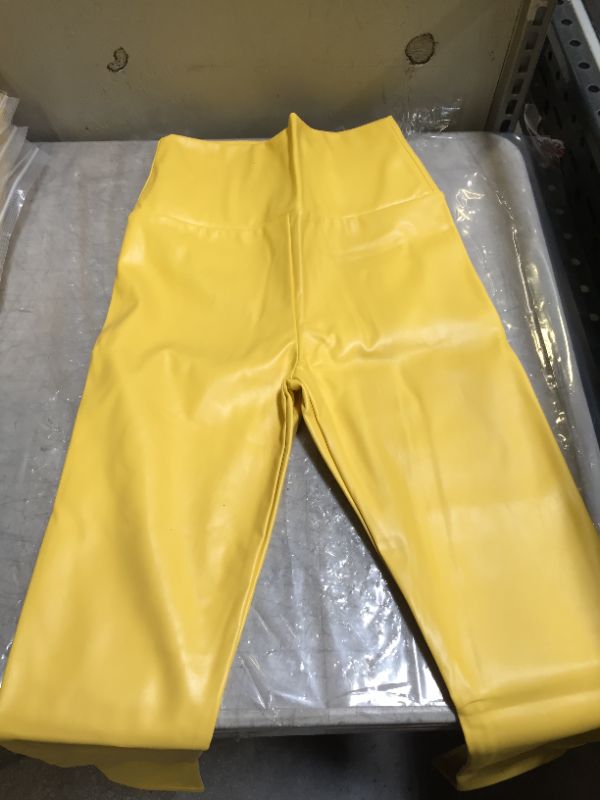 Photo 3 of lotus instyle thick high waist leather pants (yellow)
size XL