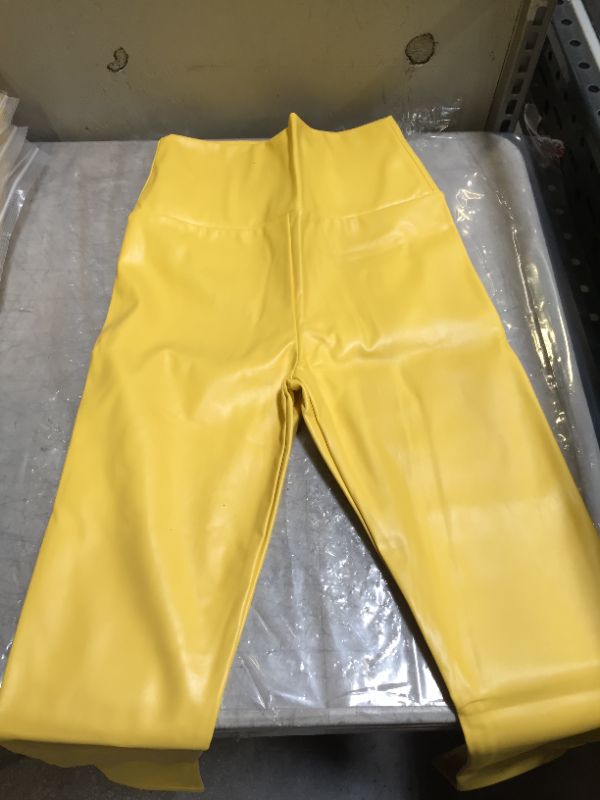 Photo 2 of lotus instyle thick high waist leather pants (yellow)
size XXL