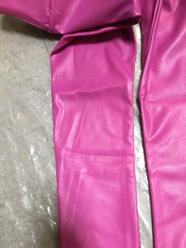 Photo 3 of Women's high waisted leather leggings (rose red)
size L