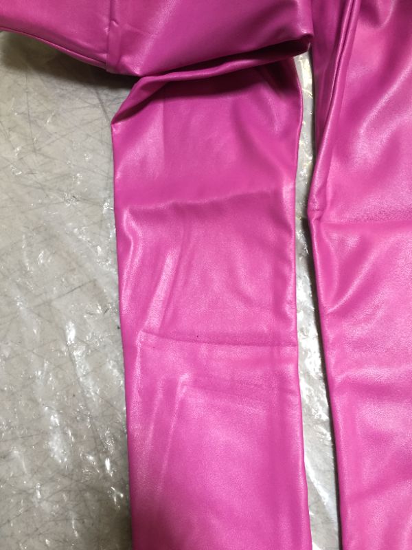 Photo 1 of Women's high waisted leather leggings (rose red)
size M