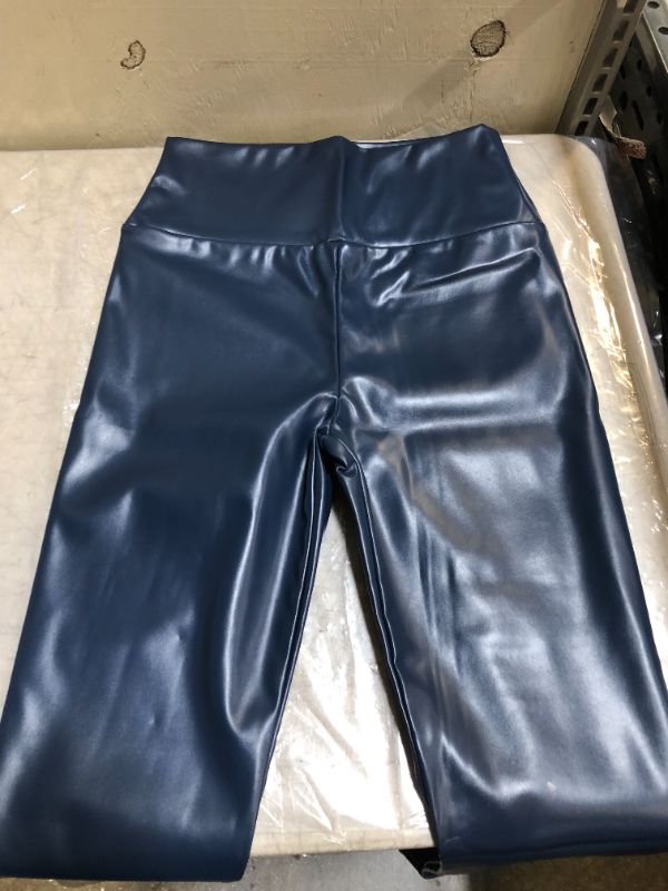 Photo 1 of  women's leather leggings (navy-blue)
size M