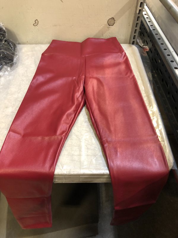 Photo 1 of women's leather leggings (burgundy)
size XXL