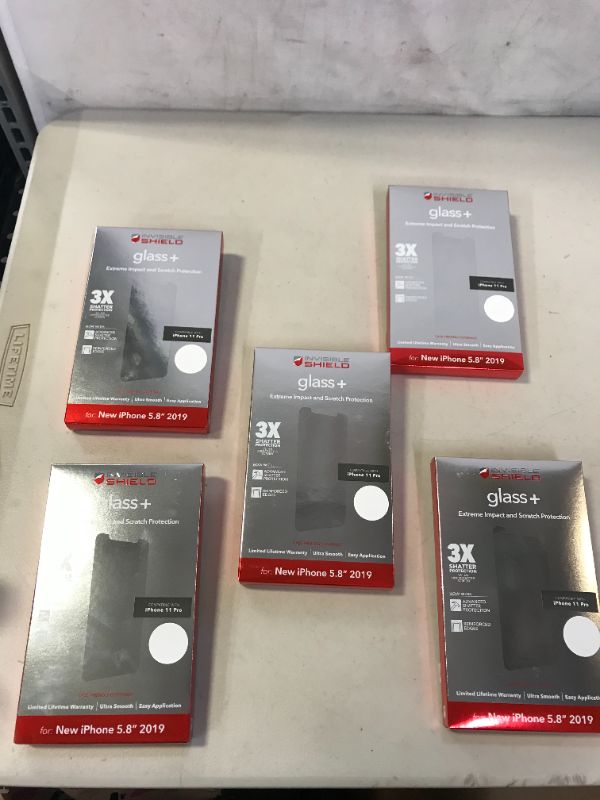 Photo 1 of ZAGG InvisibleShield Glass+ Screen Protector – High-Definition Tempered Glass Made For Apple Iphone 11 Pro – Impact & Scratch Protection
5 PACK