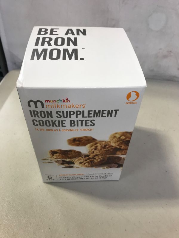 Photo 3 of Munchkin Milkmakers Prenatal Iron Supplement Cookie Bites, Chocolate Chip, 6 Pack
EXP APRIL 2022
