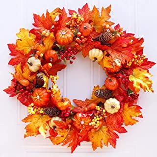 Photo 1 of Artificial Maple Leaf with Pumpkin Wreath.Suitable for Thanksgiving.is a Good Gift
(DAMAGES TO PACKAGING)