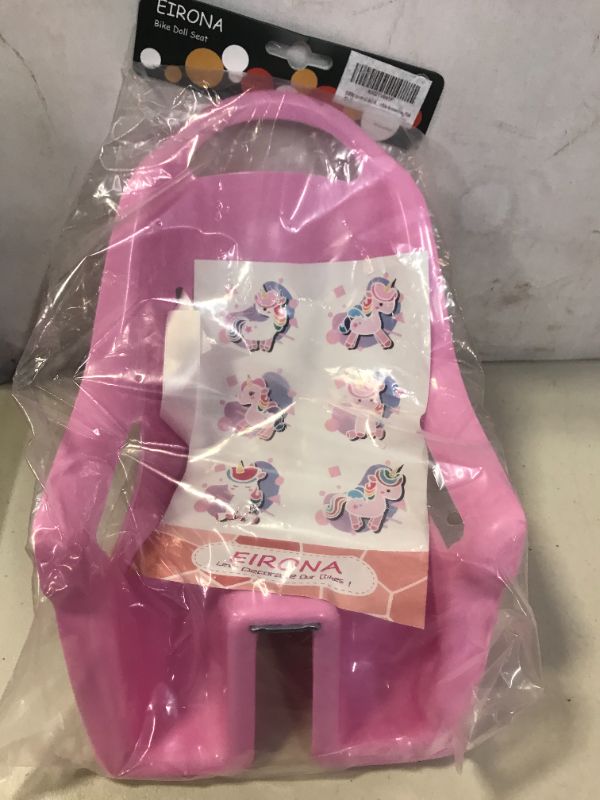 Photo 2 of EIRONA Doll Bike Seat for Girls, Bicycle Doll Chair for 12 14 16 18 20 Inch Bike, American Girl Kids Children Bike Accessories for Doll, Pink

