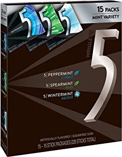 Photo 1 of 5 Gum Sugarfree Chewing Gum Three Flavor Variety Pack, 15-Count Box (Pack of 15)
EXP AUG 2022