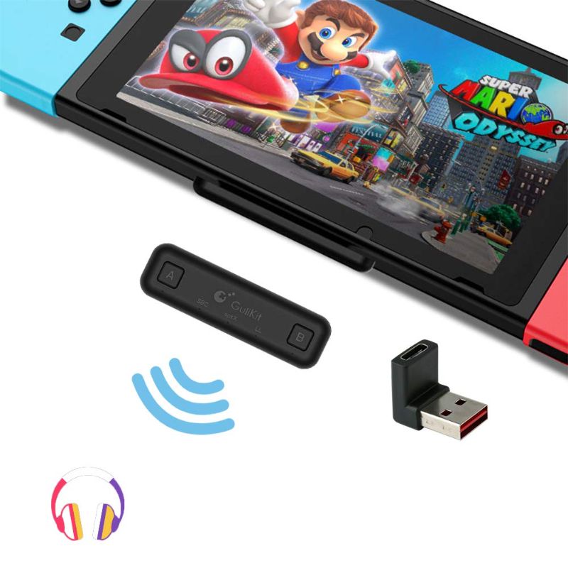 Photo 1 of GuliKit Route Air Bluetooth Adapter for Nintendo Switch/ Switch Lite PS4 PC, Dual Stream Bluetooth Wireless Audio Transmitter with aptX Low Latency Connect Your AirPods Bluetooth Speakers Headphone
