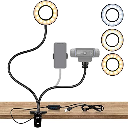 Photo 1 of Webcam Lighting Stand for Live Steaming, BEJOY Selfie Ring Light with Webcam Mount and Phone Holder, 3-Light Modes,