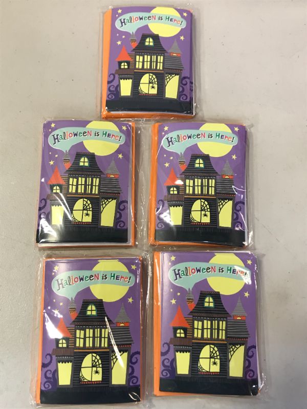 Photo 3 of Hallmark Kids Halloween Cards Assortment with Stickers, Cat and Haunted House (2 Designs, 12 Flat Cards and Envelopes, 12 Sticker Sheets) 5 PACK
