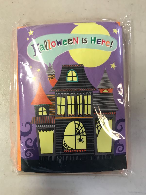 Photo 2 of Hallmark Kids Halloween Cards Assortment with Stickers, Cat and Haunted House (2 Designs, 12 Flat Cards and Envelopes, 12 Sticker Sheets) 5 PACK
