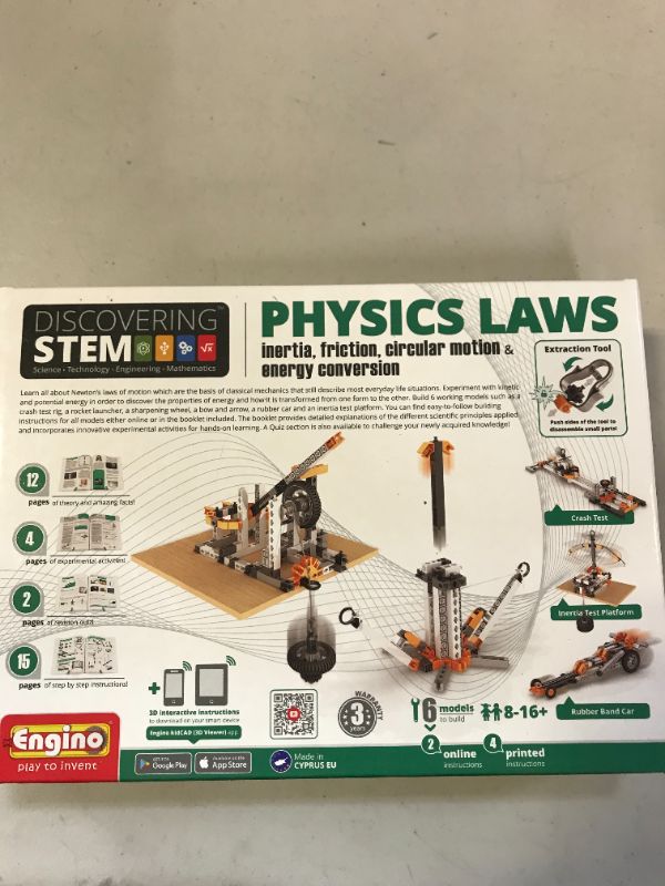 Photo 2 of Engino ENG-STEM902 Physics Laws-Inertia, Friction, Circular Motion and Energy Conservation Building Set (118 Piece) 