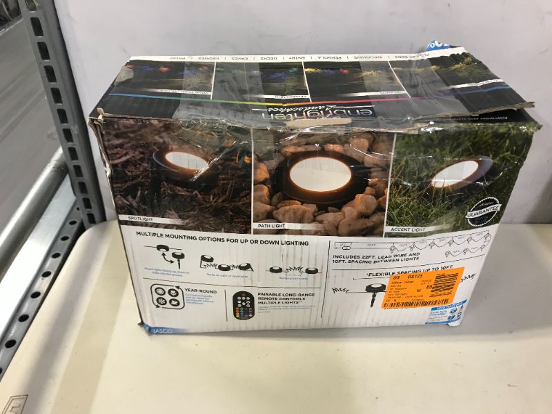 Photo 2 of Enbrighten 41015 Seasons LED Landscape Lights (80ft.), Selectable White & Color Changing, 9 Lifetime Pucks, Wireless Remote, Outdoor, Commercial Grade, Weatherproof, Spotlight, Garden, Path Light
