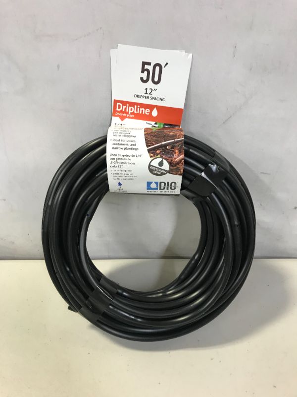 Photo 2 of DIG SH50 1/4" x 50' .5 GPH Every 12' Black Soaker Hose Drip Line