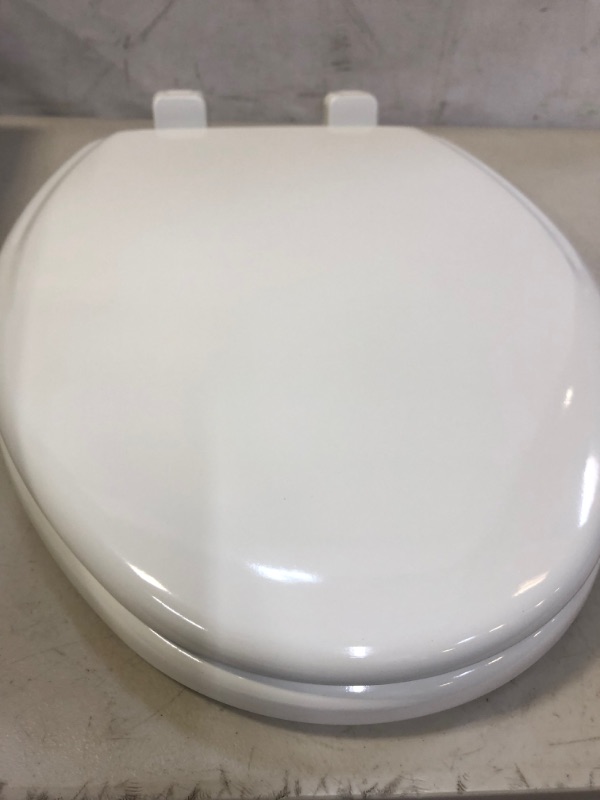 Photo 3 of BEMIS Jamestown Adjustable Slow Close Never Loosens Elongated Closed Front Toilet Seat in White
