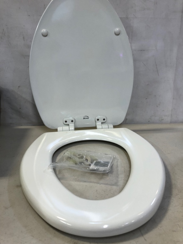 Photo 2 of BEMIS Jamestown Adjustable Slow Close Never Loosens Elongated Closed Front Toilet Seat in White
