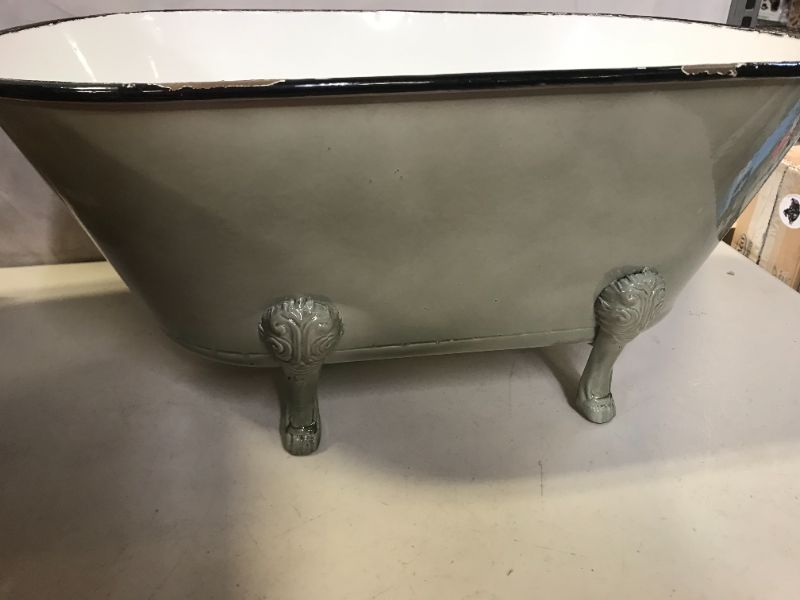 Photo 3 of Creative Co-Op Decorative Metal Bathtub Container with Feet (SCRATCHES AND CHIPPING ON EDGES OF ITEM)
