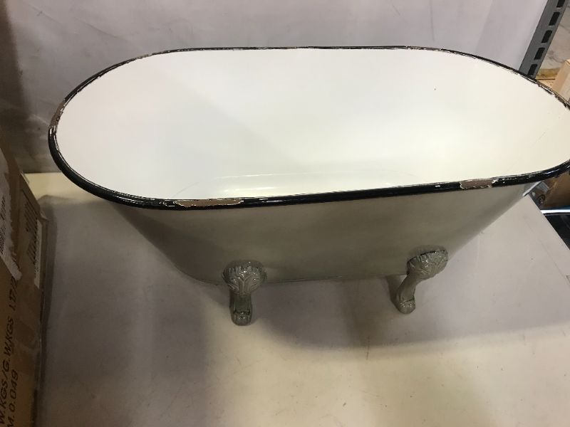 Photo 2 of Creative Co-Op Decorative Metal Bathtub Container with Feet (SCRATCHES AND CHIPPING ON EDGES OF ITEM)
