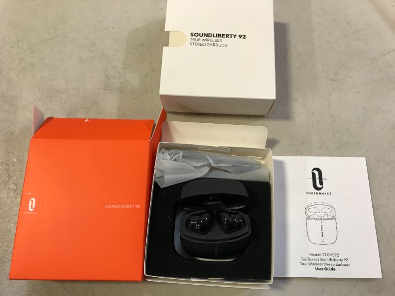 Photo 2 of Barcode for Wireless Earbuds, TaoTronics SoundLiberty 92 Bluetooth 5.0 Earbuds with Charging Case Hi-Fi Stereo TWS True Wireless Earbuds with Mic Smart Touch Control IPX8 30H Playtime Wireless Earphones