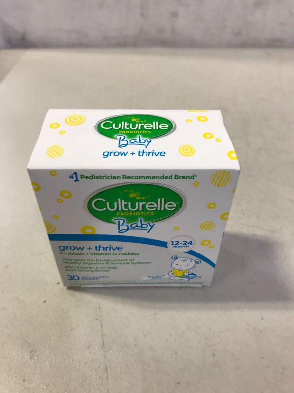 Photo 2 of Culturelle Baby Grow + Thrive Probiotics + Vitamin D Packets, Supplements Good Bacteria Found in Breast Milk, Helps Promote a Healthy Immune System & Digestive System*, Gluten Free & Non-GMO, 30 Count
EXP MAY 2022