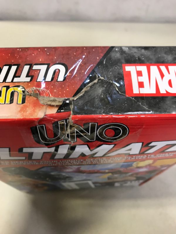 Photo 3 of UNO Ultimate Marvel Card Game with 4 Collectible Foil Cards, Character-Themed Decks & Special Rules, Gift for Game Night, Ages 7 Years & Older
MAJOR DAMAGES TO PACKAGING, BRAND NEW