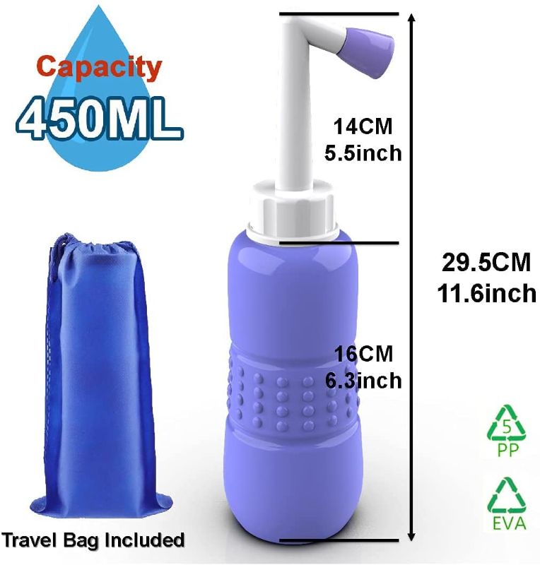 Photo 1 of 2PCS-PACK Portable Bidet for Toilet - 450ml Travel Bidet - 15oz Handheld Personal Bidet Empty Bottle - Childbirth Cleaner -For Outdoor,Camping,Travling,Driver,Personal Hygiene -with Storage Bag
