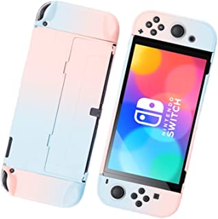 Photo 1 of Dockable Protective Case for Nintendo Switch OLED Model, Hard PC Case Cover Compatible with Switch OLED Console and Joy-Con, Grip Cover with Anti-Shock & Anti-Fall - Fit in the Dock(blue+pink)
